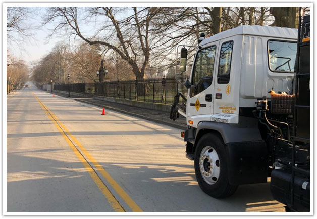 E-Z Patch repairing sections of Bellevue Avenue / Mansion Row in Newport, RI